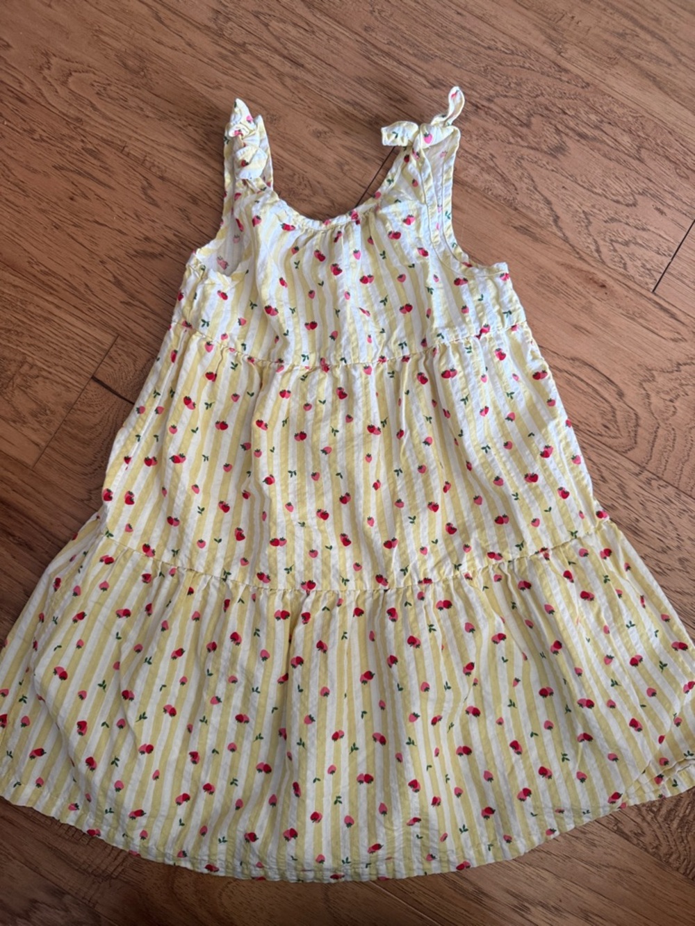 Zara Yellow Stripe Dress with Red strawberry Print